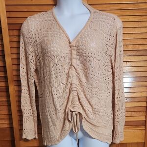 Women's Beige Crochet Sweater